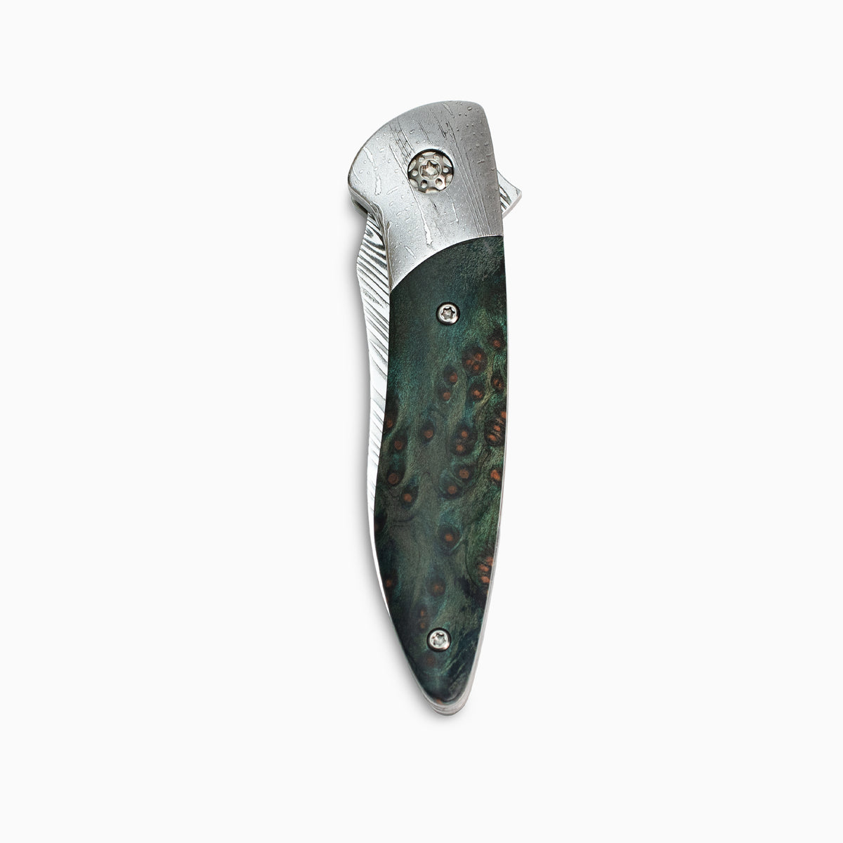 Glory Folder Semi-Custom #300 Hardwood - Dot Matrix Damascus - Heimskringla Damasteel