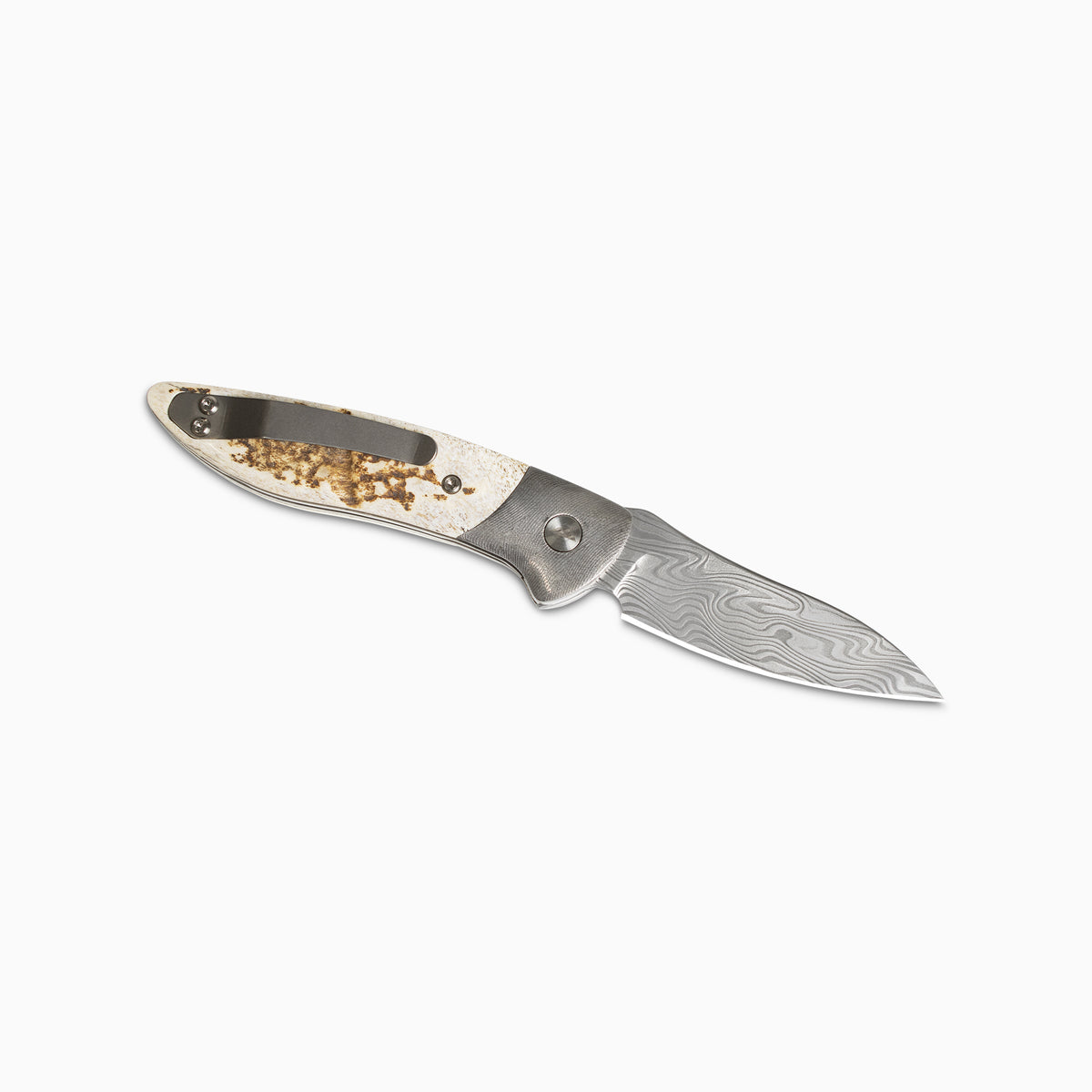 Glory Folder Semi-Custom #250 Elk Antler - Herringbone Damascus - Thor Damasteel