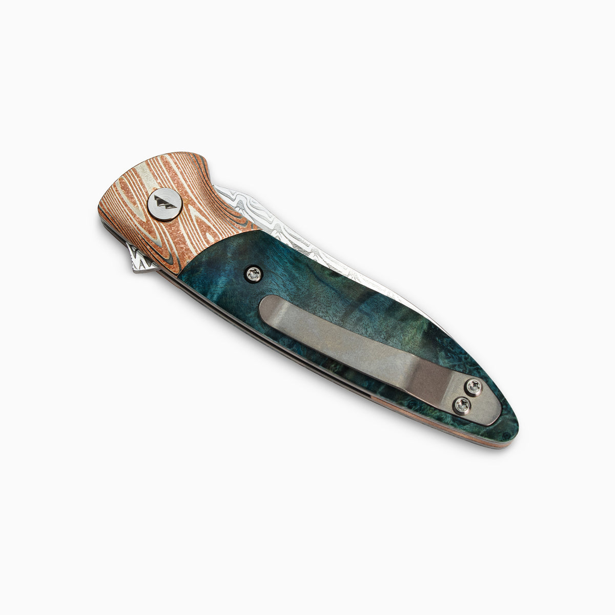 Glory Folder Semi-Custom #292 Hardwood Burl - Mokume Gane Damascus - Aegir Damasteel