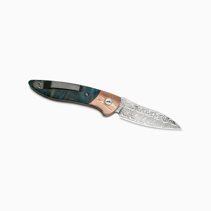 Glory Folder Semi-Custom #292 Hardwood Burl - Mokume Gane Damascus - Aegir Damasteel