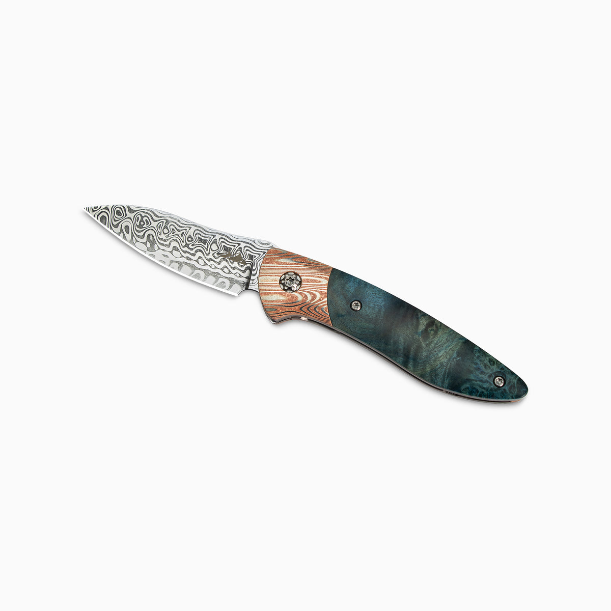 Glory Folder Semi-Custom #292 Hardwood Burl - Mokume Gane Damascus - Aegir Damasteel