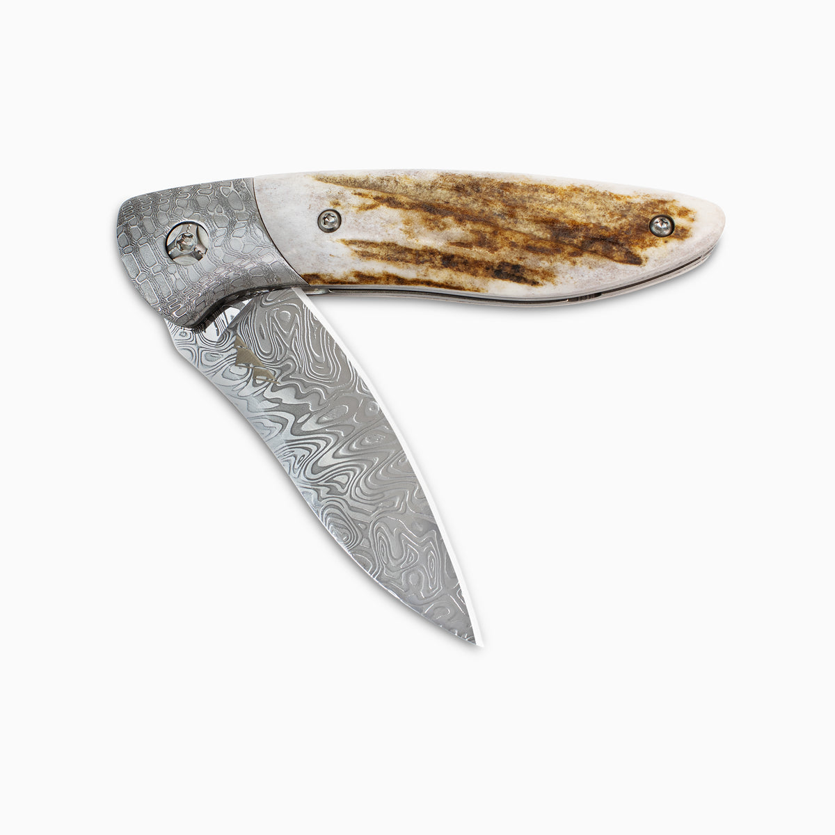 Glory Folder Semi-Custom #311 Elk Antler - Reptilian Damascus - Bifrost Damasteel