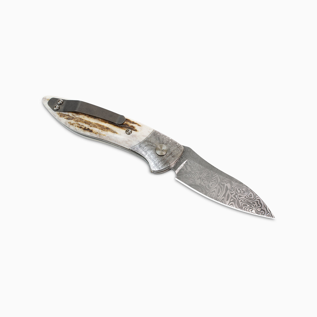 Glory Folder Semi-Custom #311 Elk Antler - Reptilian Damascus - Bifrost Damasteel