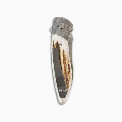 Glory Folder Semi-Custom #311 Elk Antler - Reptilian Damascus - Bifrost Damasteel