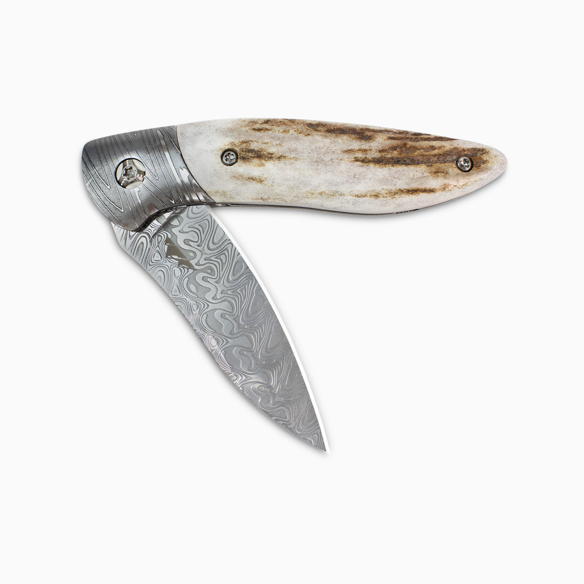 Glory Folder Semi-Custom #312 Elk Antler - Herringbone Damascus - Bifrost Damasteel