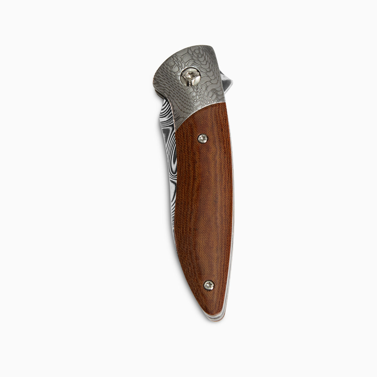 Glory Folder Semi-Custom #247 Vintage Linen Micarta - Spirograph Damascus - Thor Damasteel