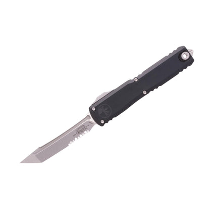 Microtech Ultratech Gen IV 11234-11 | Black Handle + T/E Part Serrated Stonewash Blade