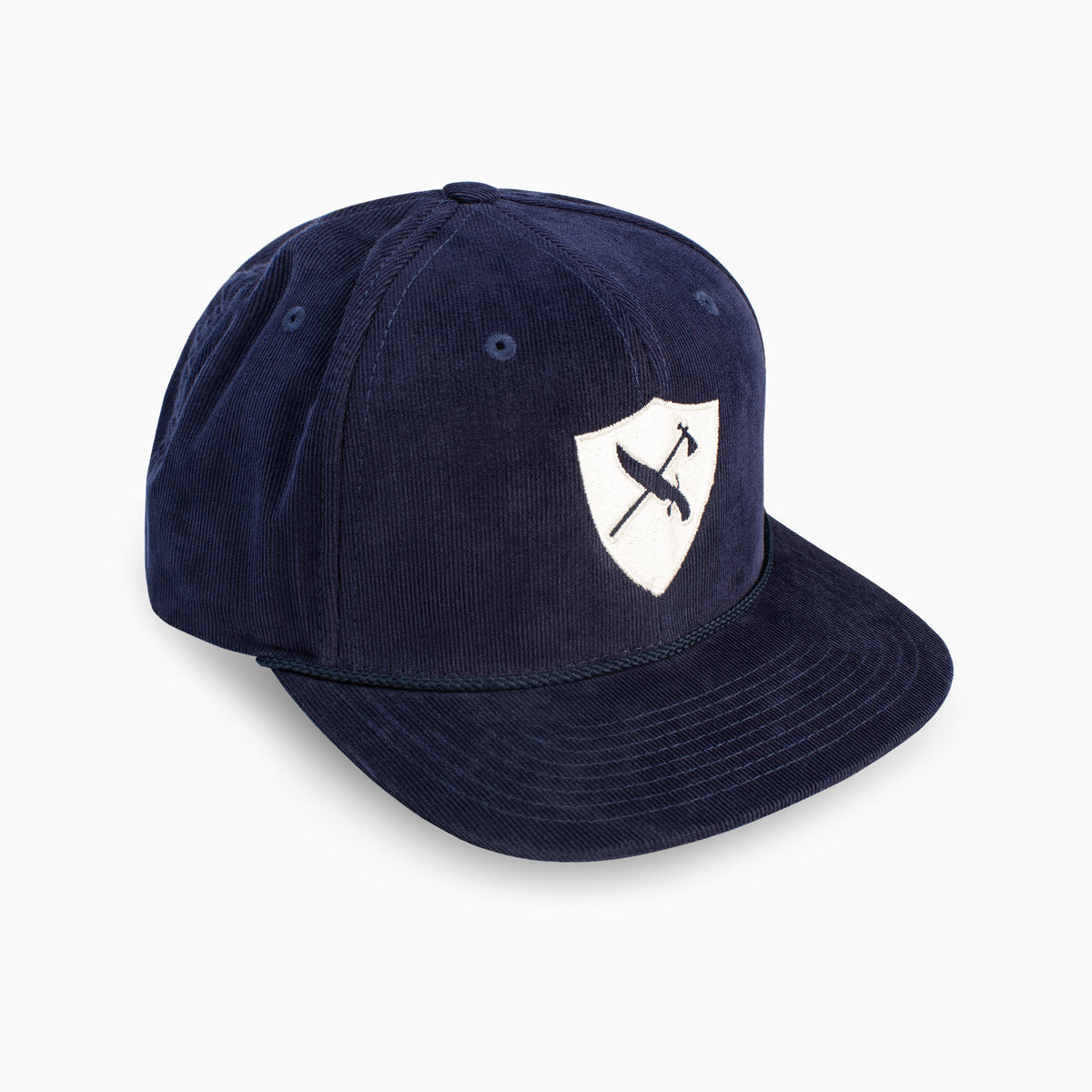 Navy Corduroy Hat | Off White Shield Logo