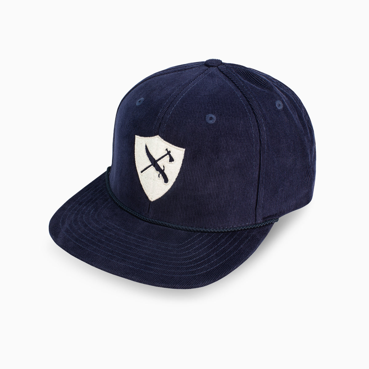 Navy Corduroy Hat | Off White Shield Logo