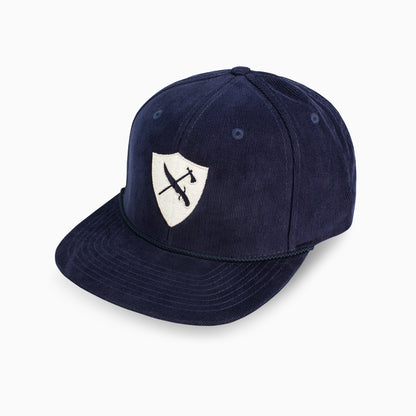 Navy Corduroy Hat | Off White Shield Logo