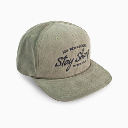Olive Corduroy Hat | Stay Sharp Logo