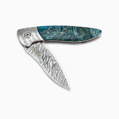 Glory Folder Semi-Custom #295 Box Elder Burl - Reptilian Damascus - Heimskringla Damasteel