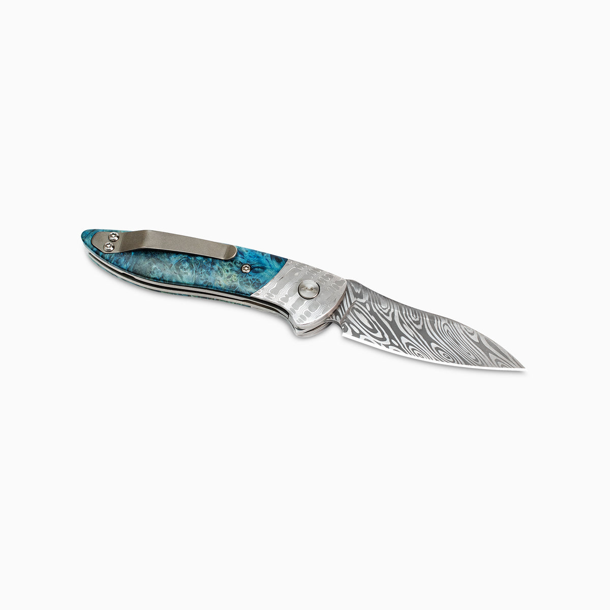Glory Folder Semi-Custom #295 Box Elder Burl - Reptilian Damascus - Heimskringla Damasteel
