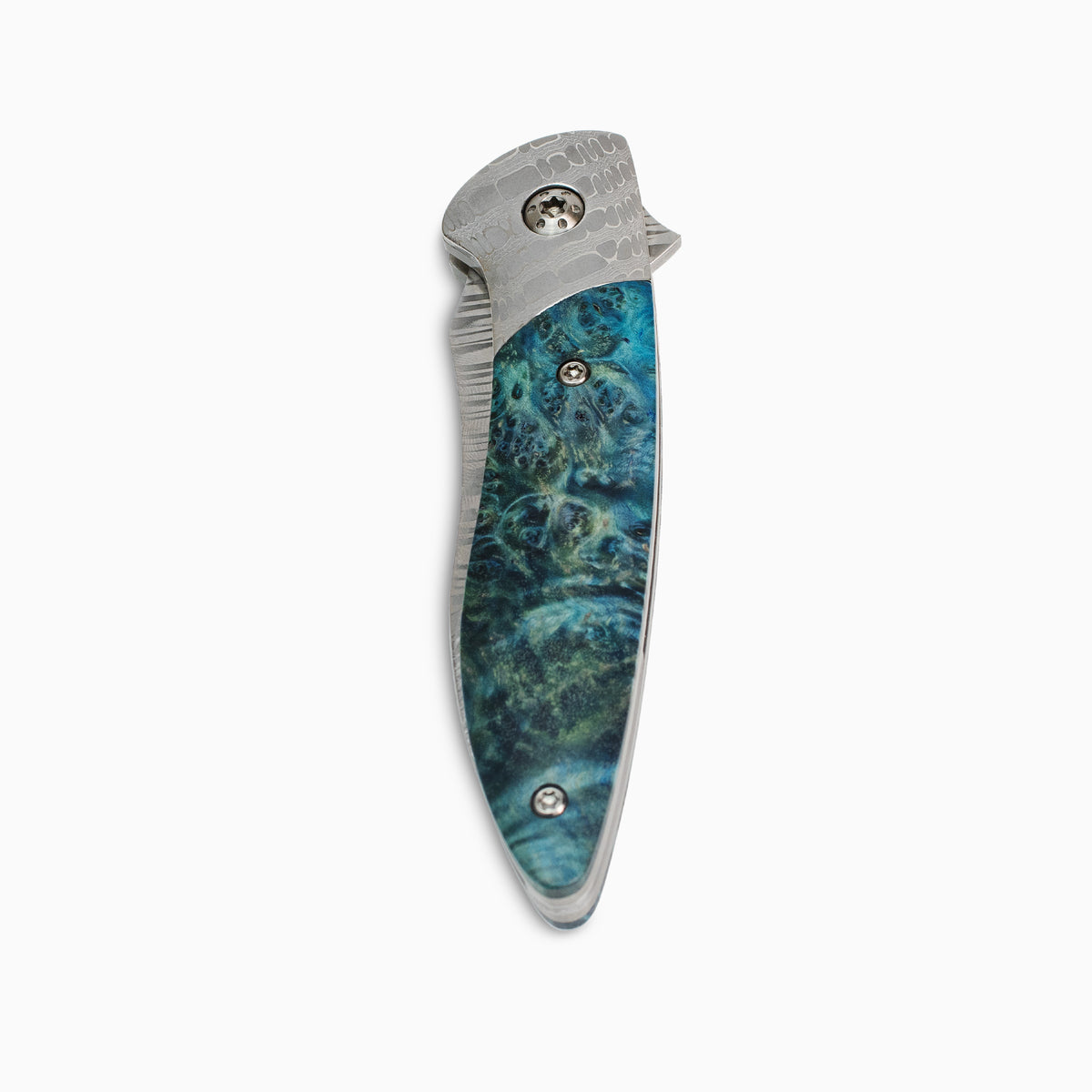 Glory Folder Semi-Custom #295 Box Elder Burl - Reptilian Damascus - Heimskringla Damasteel