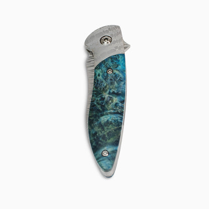 Glory Folder Semi-Custom #295 Box Elder Burl - Reptilian Damascus - Heimskringla Damasteel