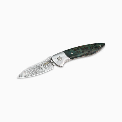 Glory Folder Semi-Custom #300 Hardwood - Dot Matrix Damascus - Heimskringla Damasteel