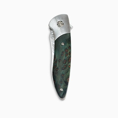 Glory Folder Semi-Custom #300 Hardwood - Dot Matrix Damascus - Heimskringla Damasteel
